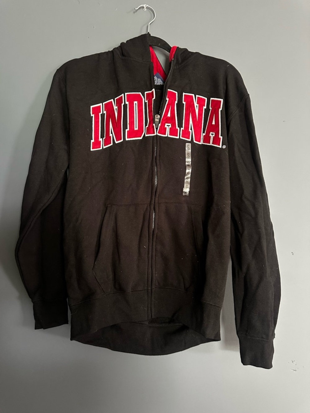 Campus Heritage Black Hoodie with Red Indiana Lettering